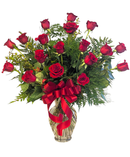 Romance in Red 18 Red Rose Vase