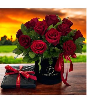 Romance in a box Velvet Box Arrangement