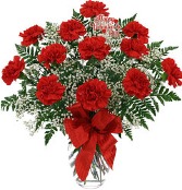 Romantic Red Carnations   Vase Arrangement