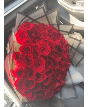 Romantic Valentine of mine 50 Red Roses Wrapped in Black