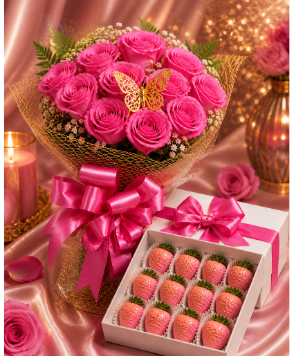 Rosé Berry Elegance Call Us for Faster Service & Daily Specials: (915) 303-8500 Text Us to Order Anytime: (915) 505-3708 Your trusted source for Flowers & Delivery in El Paso TX