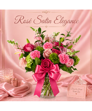 Rosé Satin Elegance Call Us for Faster Service & Daily Specials: (915) 303-8500 Text Us to Order Anytime: (915) 505-3708 Your trusted source for Flowers & Delivery in El Paso TX