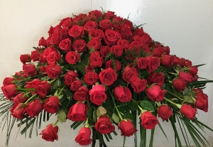 Rosary of Red Roses Casket Spray