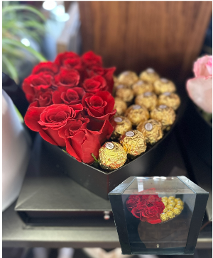 Rose and Chocolate box With Lid Caja de Rosas y Chocolate con tapa