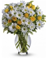 rose and daisy vase arrangment 
