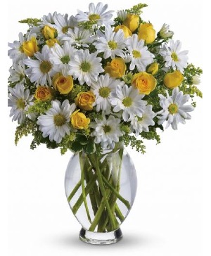 rose and daisy vase arrangment 