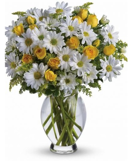 rose and daisy vase arrangment 