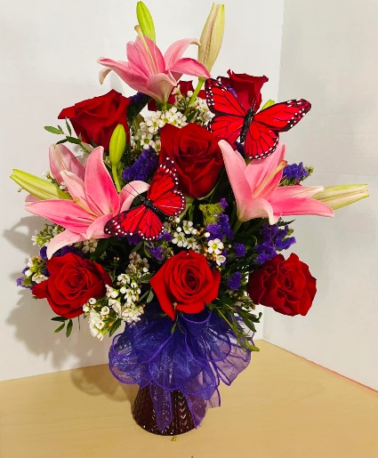 Rose and Lily Celebration Fresh Arrangement