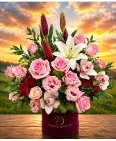 Finesse Sunset Bliss Velvet Box Arrangement