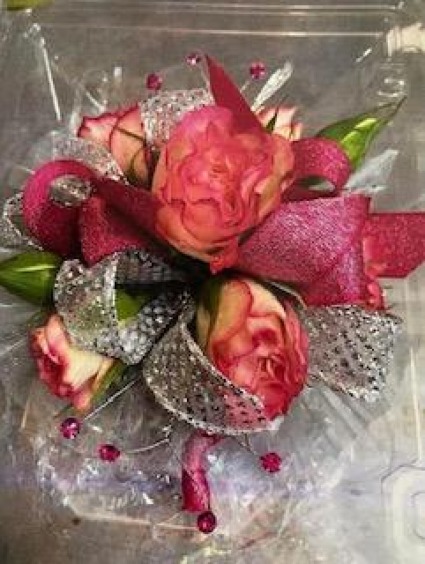 Rose and silver bling wristlet 