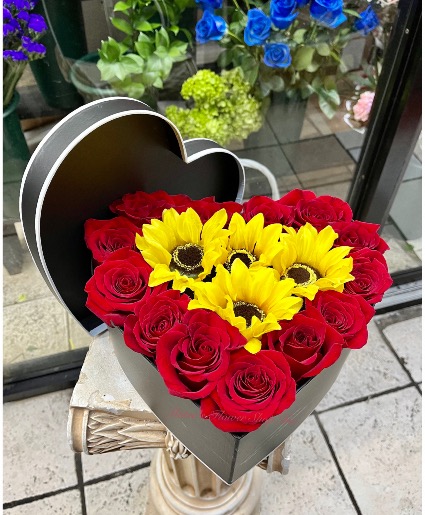 Rose and Sunflower Heart Box 