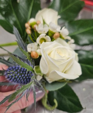 rose and thistle Boutonniere