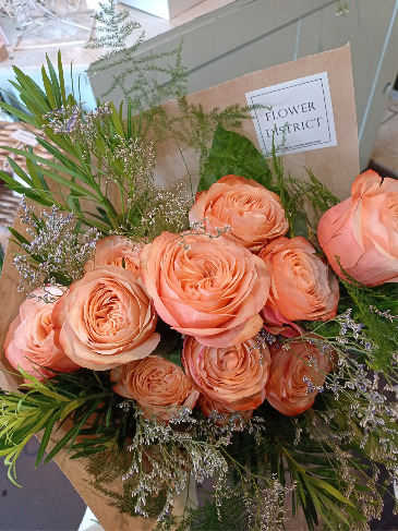 Rose Bouquet  Wrapped in Glastonbury, CT | THE FLOWER DISTRICT