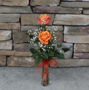 Rose Bud Vase - Orange Classic Rose Arrangement