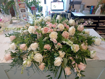 Full Casket Rose Spray  Designer's Choice in Glastonbury, CT | THE FLOWER DISTRICT