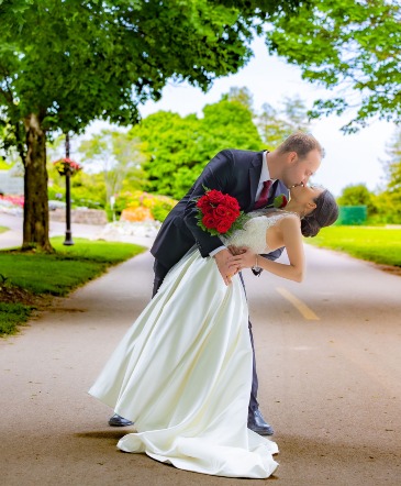 Rose Elopement Package Wedding Bouquet and Boutonniere in Saint Ignace, MI | ST. IGNACE IN BLOOM