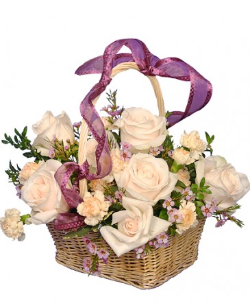 Rose Garden Basket Ivory Roses Arrangement in Ocala, FL | Blue Creek Florist