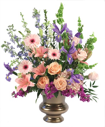 Rose & Gold Remembrance Funeral Arrangement in Ocala, FL | Blue Creek Florist