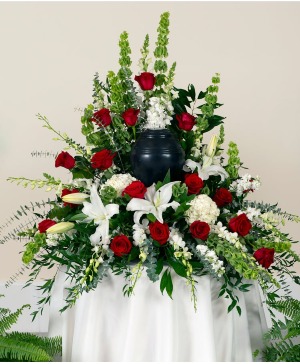 Rose & Lily Encompassed Cremation Urn Tribute 