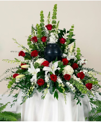 Rose & Lily Encompassed Cremation Urn Tribute 