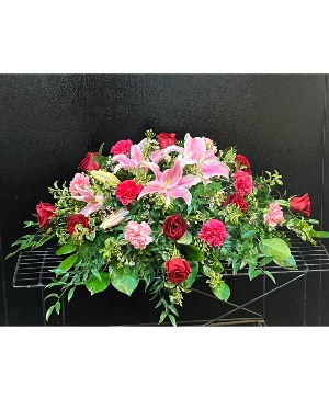 Rose & Stargazer Lily Casket Spray