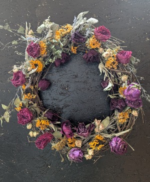 Rose & Sunflower Dried Wreath 