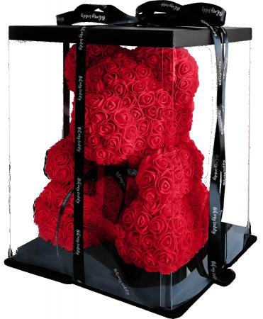 Rose Teddy Bear In Display Box 14 Inch in Bronx, NY - Bella's
