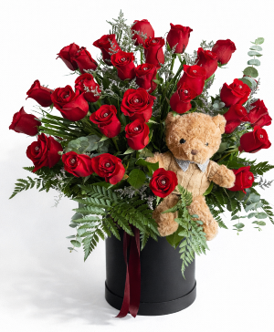 Rosebud & Teddy Floral Arrangement