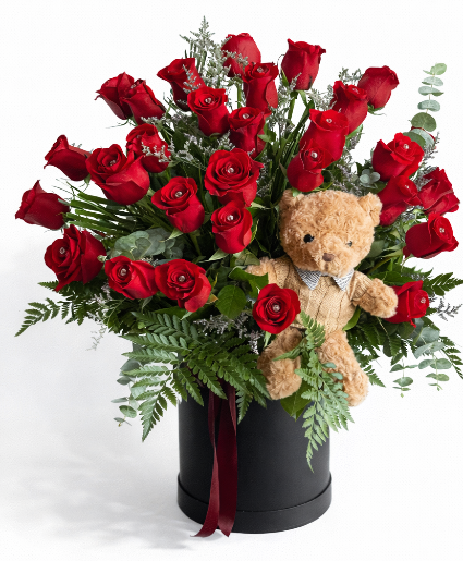 Rosebud & Teddy Floral Arrangement