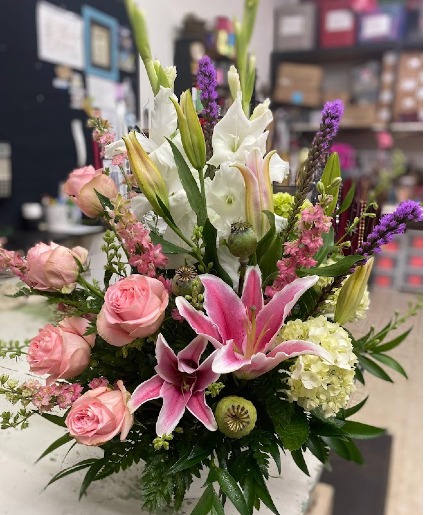 Roses and Lilies Sympathy Basket