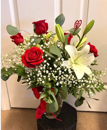 Roses and Lilies Vase Arrangement 