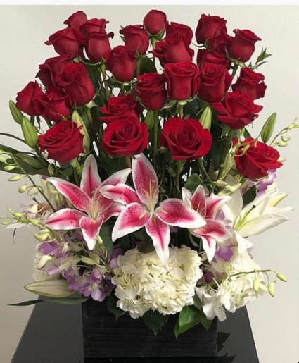 Roses and Lily box Mother’s Day Arrangement