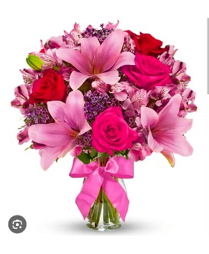 Roses and Lily's  Vase bouquet