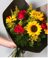 Roses and Sunflower Wrap fresh flowers
