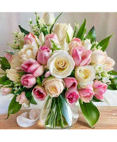 Roses and Tulips Vase Arrangement