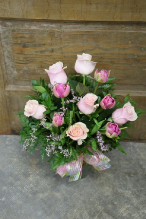 Roses and Tulips Vased Arrangement