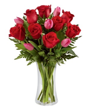 Roses and Tulips Vased Cylinder