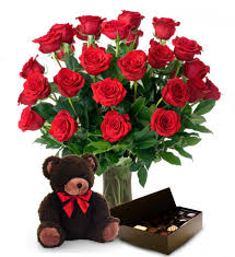 2 Dz Roses, Bear & Chocolates Gift Item in Spring, TX | Chloe's Flowers