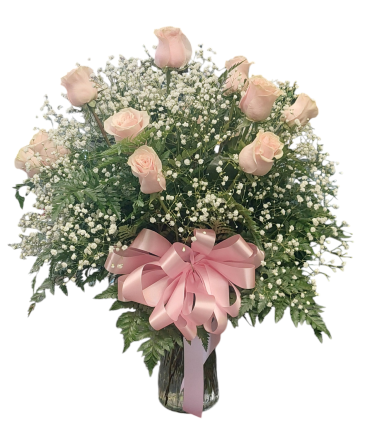 Roses by the Dozen - Pink Rose Arrangement in Sun City Center, FL | SUN CITY CENTER FLOWERS AND GIFTS