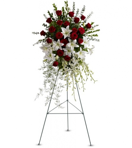 Roses Lilys and Orchids Standing spray