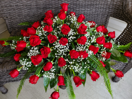 Roses roses roses Casket spray