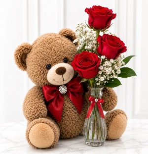 Roses & Teddy Keepsake For Any Special Occasion 