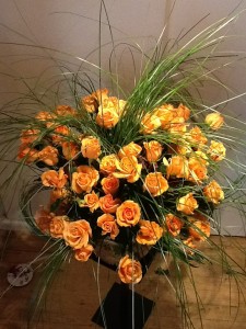 Roses with Tropical Foliages Contemporary Bowl