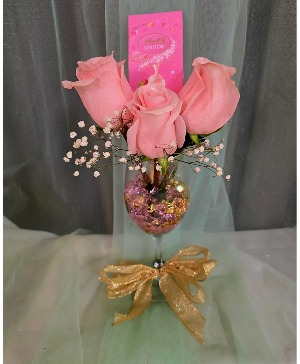 Roses & Wine Floral Arrangement