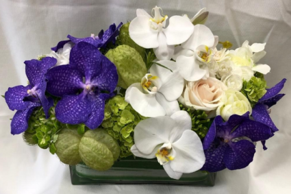 Centerpiece (white & purple) Rosh Hashanah (white & cream)