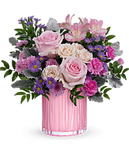 Rosy Pink Bouquet Teleflora's pearlescent sculpted pink glass