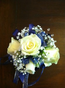 Royal Blue and White Wristlet Corsage in Tillamook, OR - ANDERSON FLORIST Royal Blue and White Wristlet Corsage in Tillamook, OR - ANDERSON FLORIST