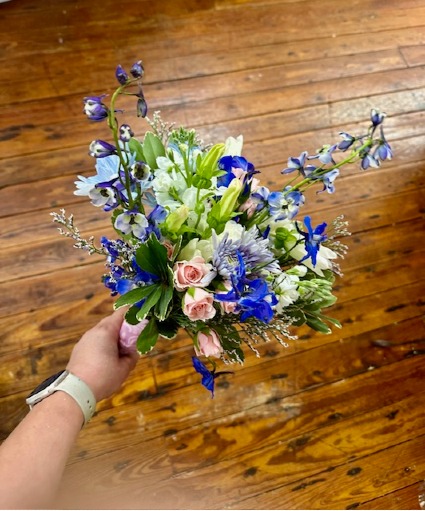 Royal blue pop prom flowers hand tied prom bouquet /HOMECOMING