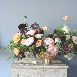 Royal Floral   Compote vase arrangement 