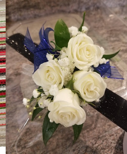 Royal white  wrist corsage